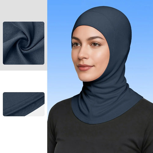 DYMSLTT Sun Protection Head Cover Milk Silk Middle Eastern Hijab Turban Breathable Ethnic Headwrap - Navy Blue - 1