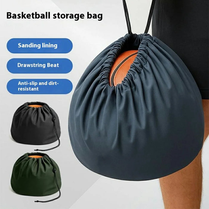 42x30cm Outdoor Sports Drawstring Bag Portable Foldable Students Basketball Storage Bag - Dark Grey - 2