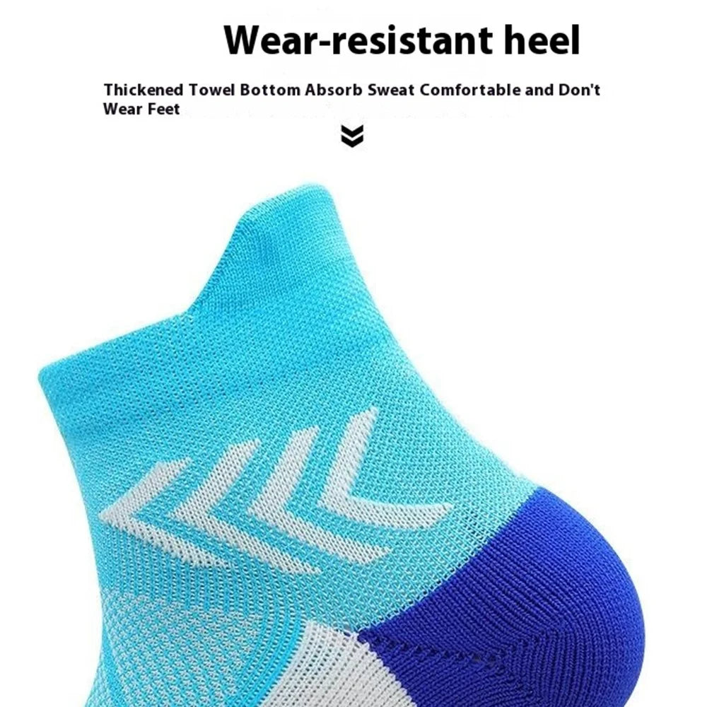 PORFIN JCB3020 Running Socks Summer Athletic Socks Quick Dry Non Slip Sports Ankle Socks, Size M: 34-38 - Lake Blue - 3