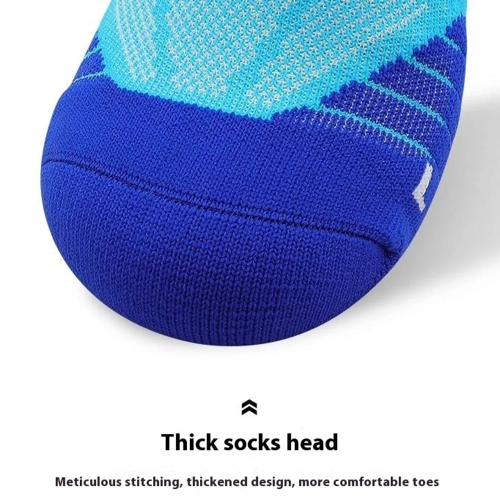 PORFIN JCB3020 Running Socks Summer Athletic Socks Quick Dry Non Slip Sports Ankle Socks, Size M: 34-38 - Lake Blue - 4