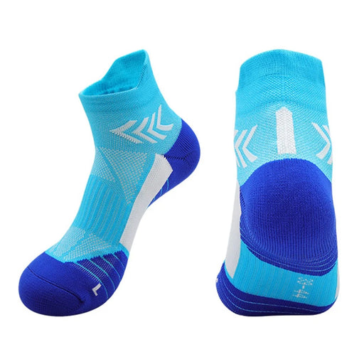 PORFIN JCB3020 Running Socks Summer Athletic Socks Quick Dry Non Slip Sports Ankle Socks, Size L: 39-44 - Lake Blue - 1