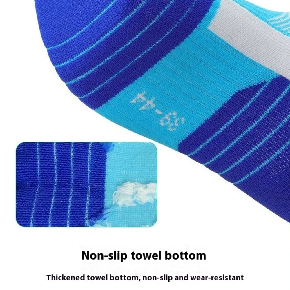 PORFIN JCB3020 Running Socks Summer Athletic Socks Quick Dry Non Slip Sports Ankle Socks, Size L: 39-44 - Lake Blue - 5