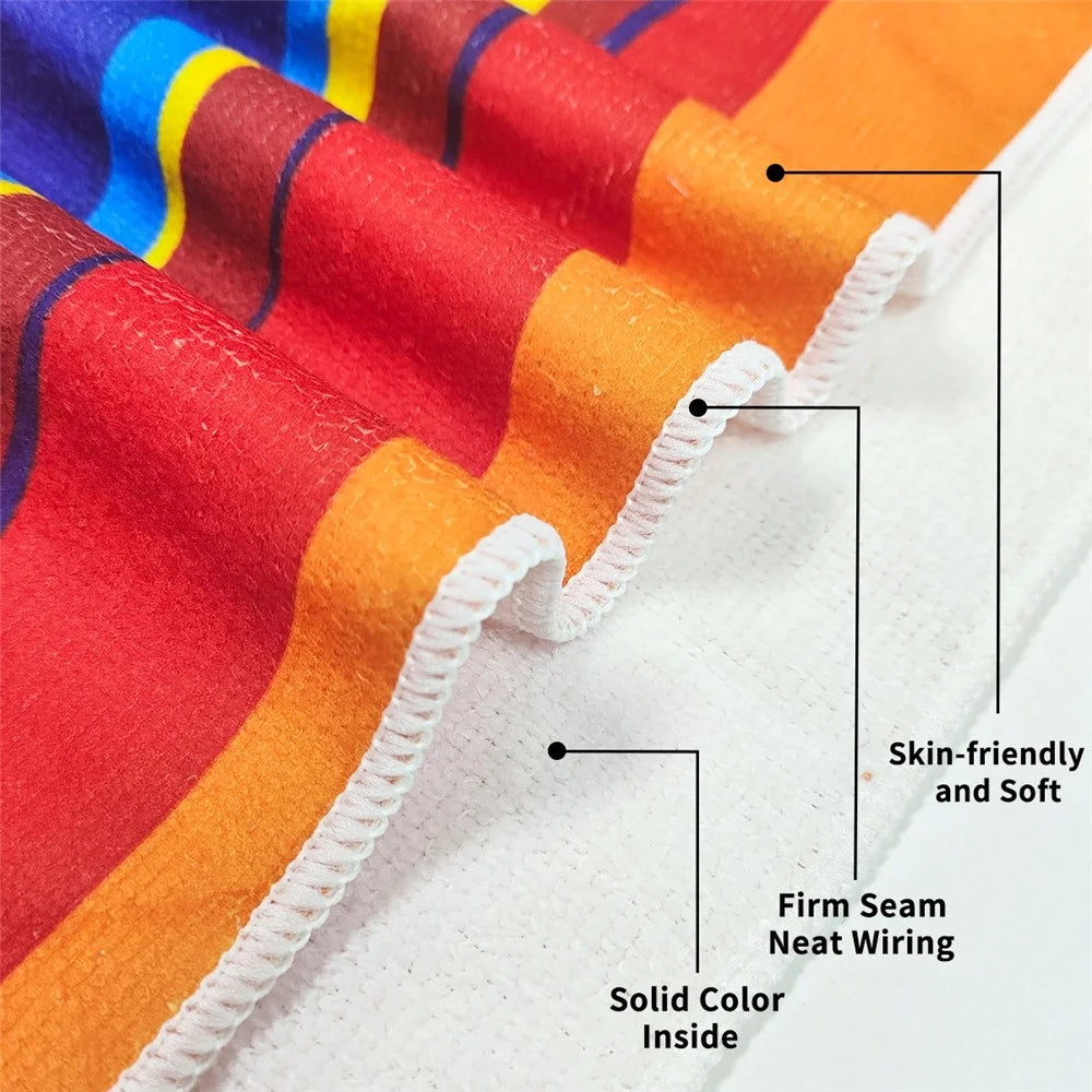 100x180cm Beach Towel Microfiber Quick Dry Absorbent Color Stripe Multipurpose Travel Swimming Towel - 4