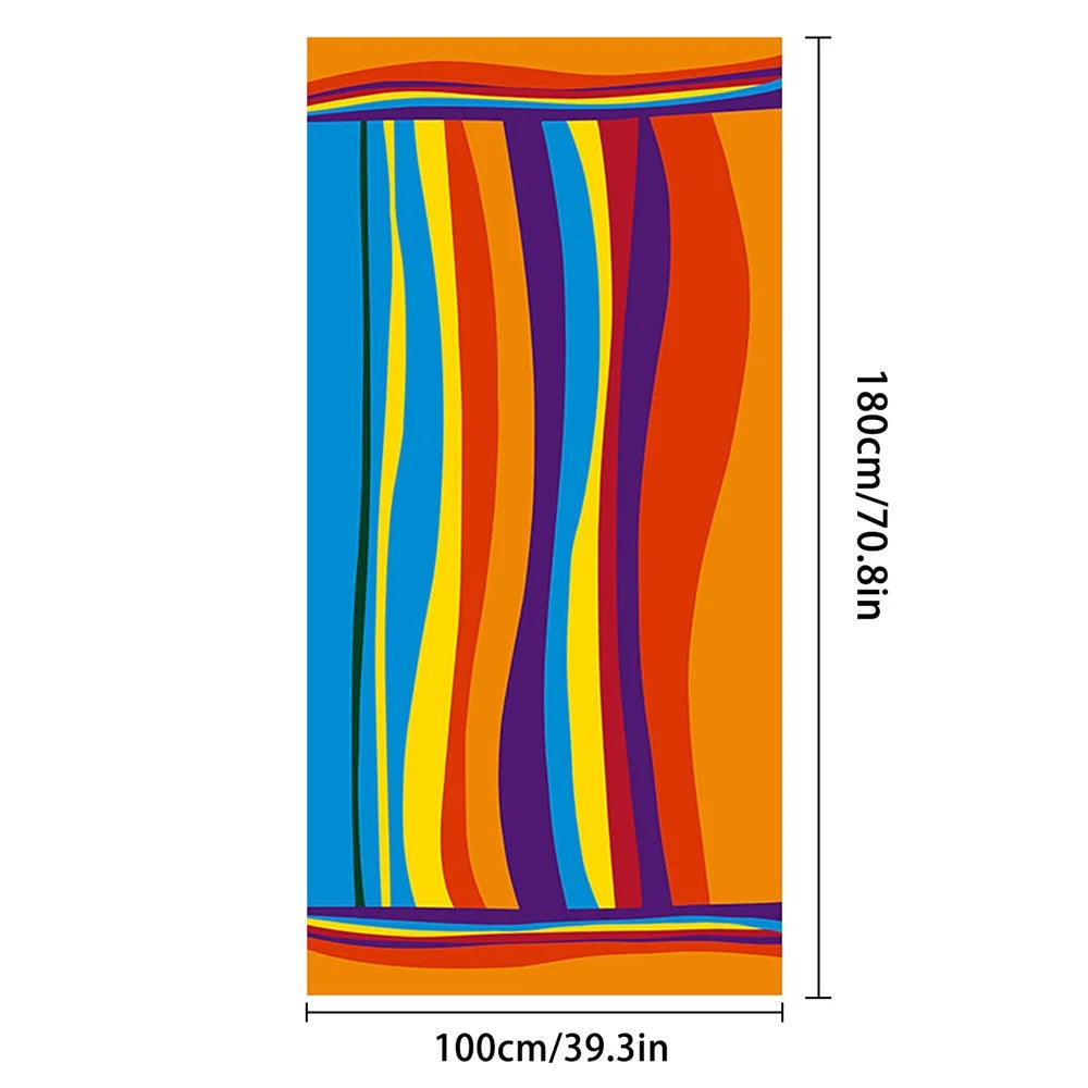 100x180cm Beach Towel Microfiber Quick Dry Absorbent Color Stripe Multipurpose Travel Swimming Towel - 5