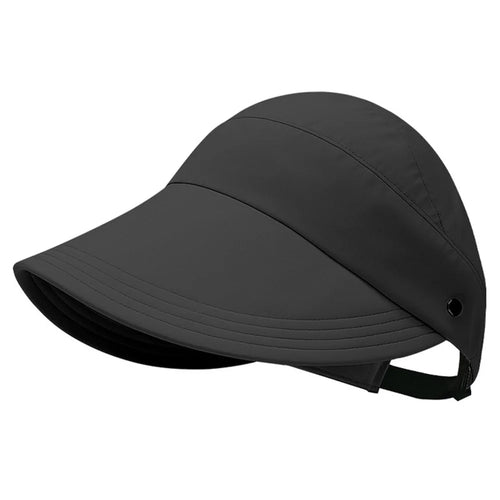 KDYFM Summer Outdoor Sun Hat Breathable Mesh Liner Wide Brim Visor Cap for Hiking  /  Fishing - Black - 1