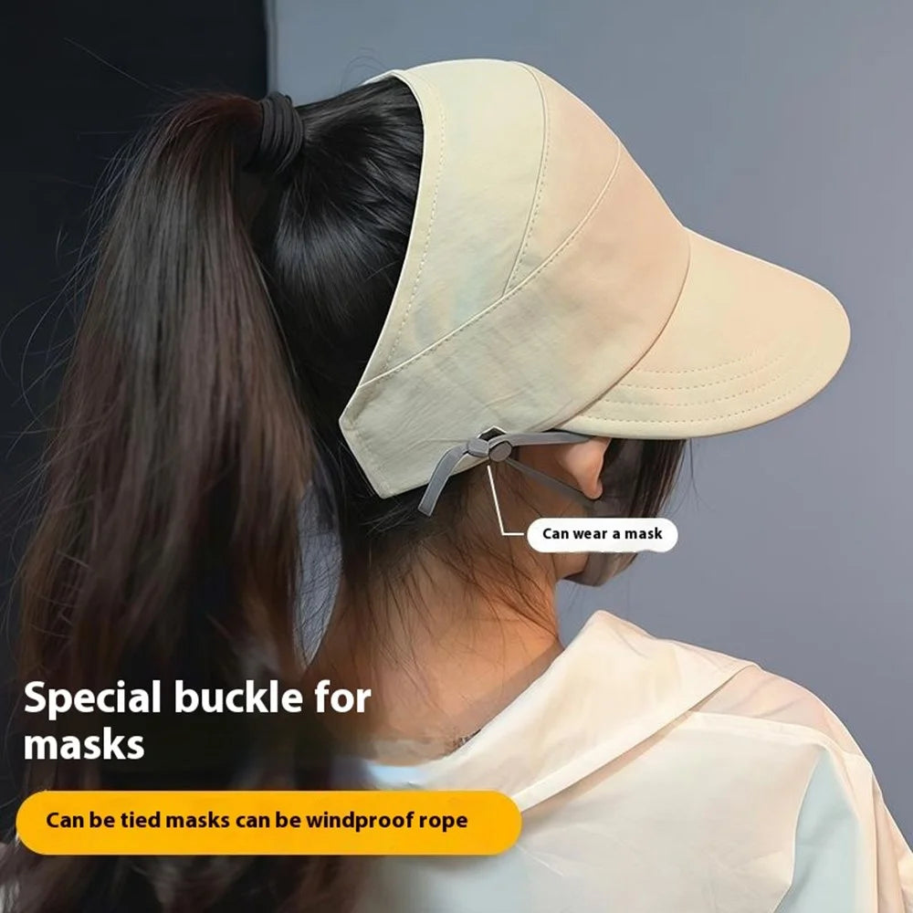 KDYFM Summer Outdoor Sun Hat Breathable Mesh Liner Wide Brim Visor Cap for Hiking  /  Fishing - Black - 3