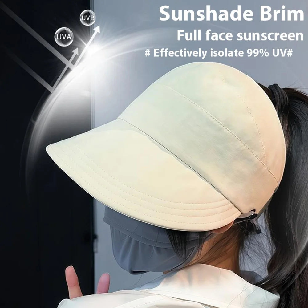 KDYFM Summer Outdoor Sun Hat Breathable Mesh Liner Wide Brim Visor Cap for Hiking  /  Fishing - Black - 4