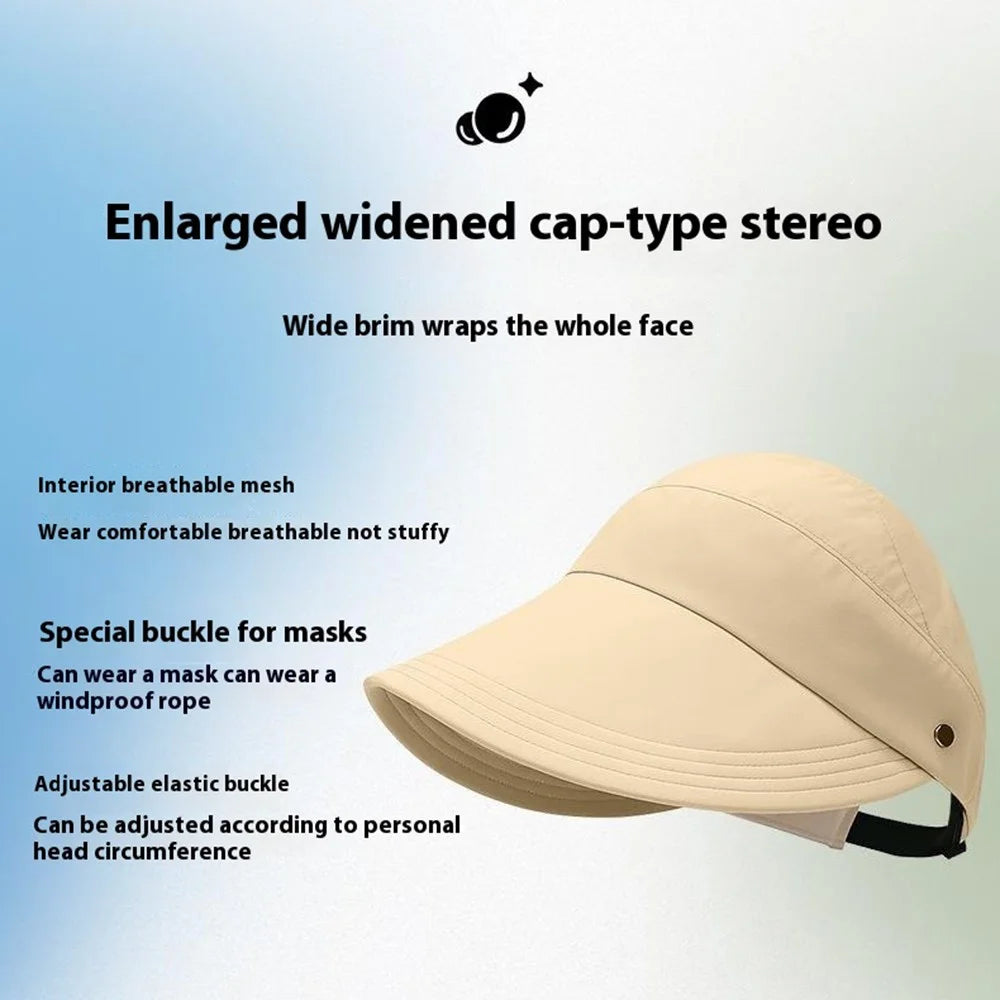 KDYFM Summer Outdoor Sun Hat Breathable Mesh Liner Wide Brim Visor Cap for Hiking  /  Fishing - Black - 5