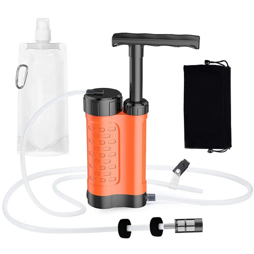 K8188 Portable Water Filter System for Outdoor Survival Emergency Water Pump Filtration Purifier (BPA Free, No FDA) - Orange - 1