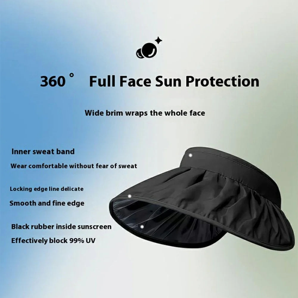 BKKDM Black Vinyl Lined UV Protection Outdoor Visor Cap Large Brim Foldable Waterproof Sun Hat - Pink - 4