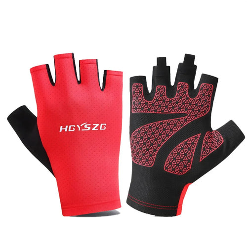 HGYSZG 1 Pair Size M Cycling Summer Thin Half Finger Gloves Fitness Strength Training Unisex Gloves - Red - 1