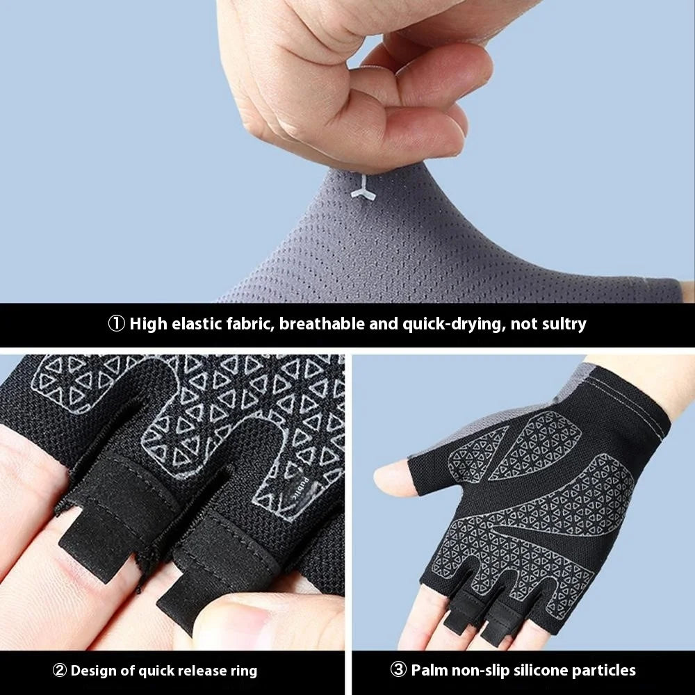 HGYSZG 1 Pair Size M Cycling Summer Thin Half Finger Gloves Fitness Strength Training Unisex Gloves - Red - 6