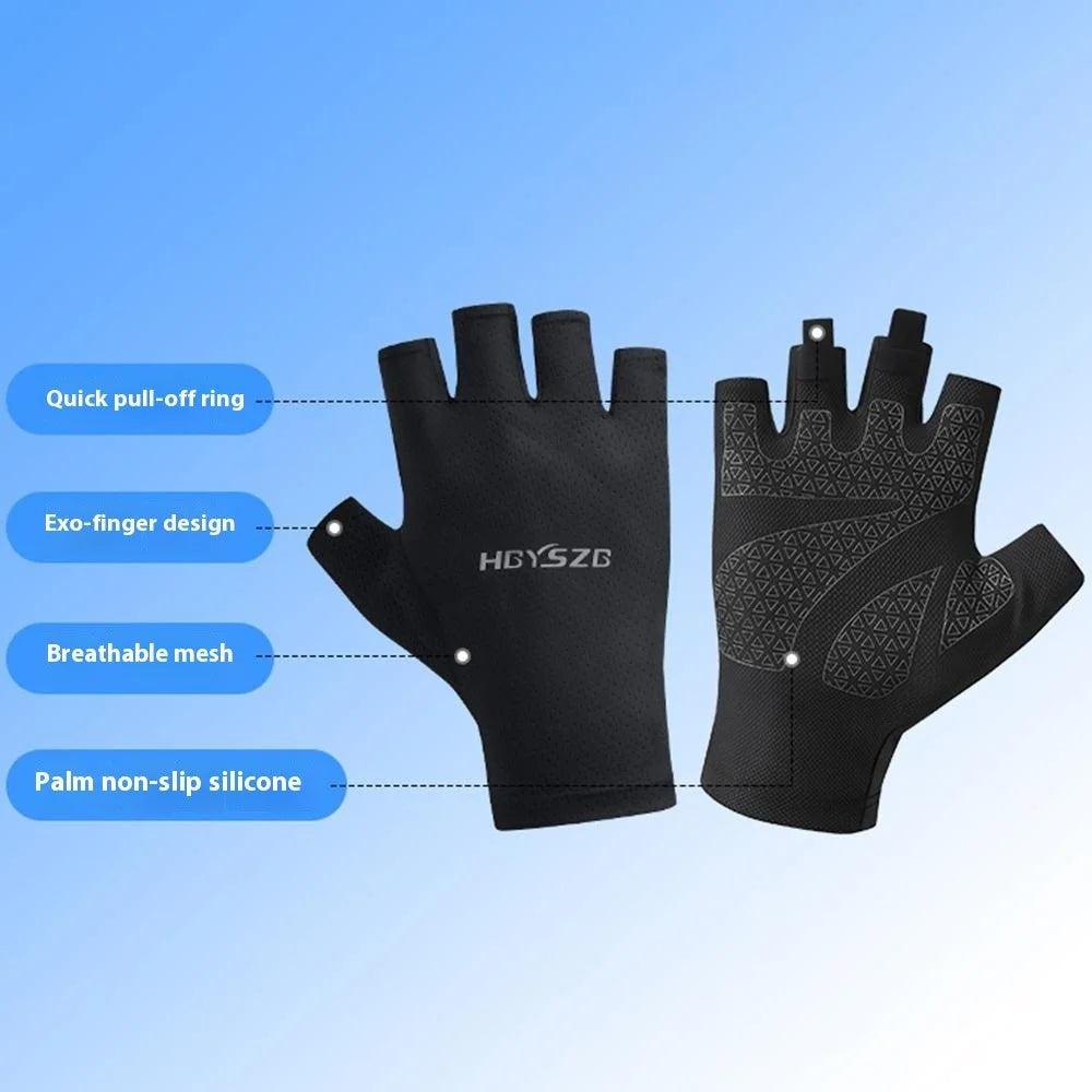 HGYSZG 1 Pair Size L Cycling Summer Thin Half Finger Gloves Fitness Strength Training Unisex Gloves - Black - 4
