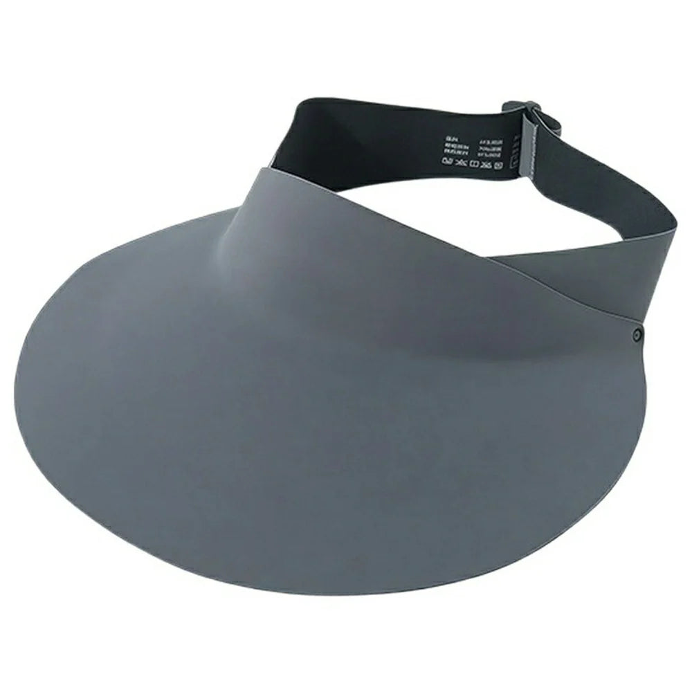 Foldable Wide Brim Hollow Top Sun Hat Women UV Protection Breathable Ice Silk Running Visor Cap - Dark Grey - 1
