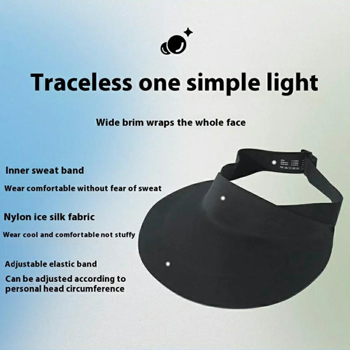 Foldable Wide Brim Hollow Top Sun Hat Women UV Protection Breathable Ice Silk Running Visor Cap - Dark Grey - 4