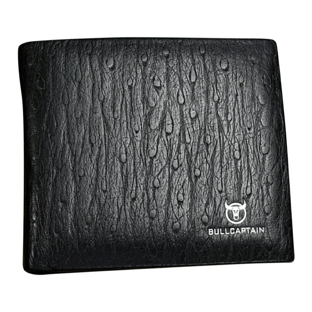 BULLCAPTAIN QB0009 Cowhide Leather Wallet Men Business Casual Bifold Card Cash Holder with Keychain - 1