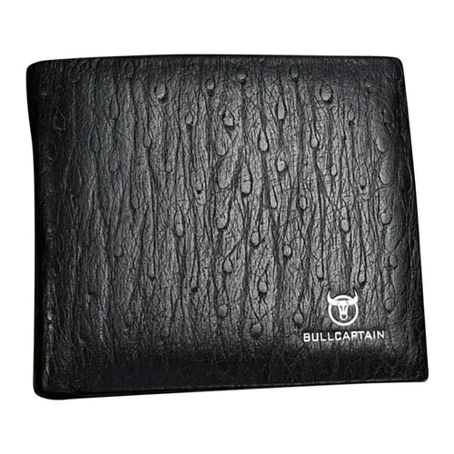 BULLCAPTAIN QB0009 Cowhide Leather Wallet Men Business Casual Bifold Card Cash Holder with Keychain - 1