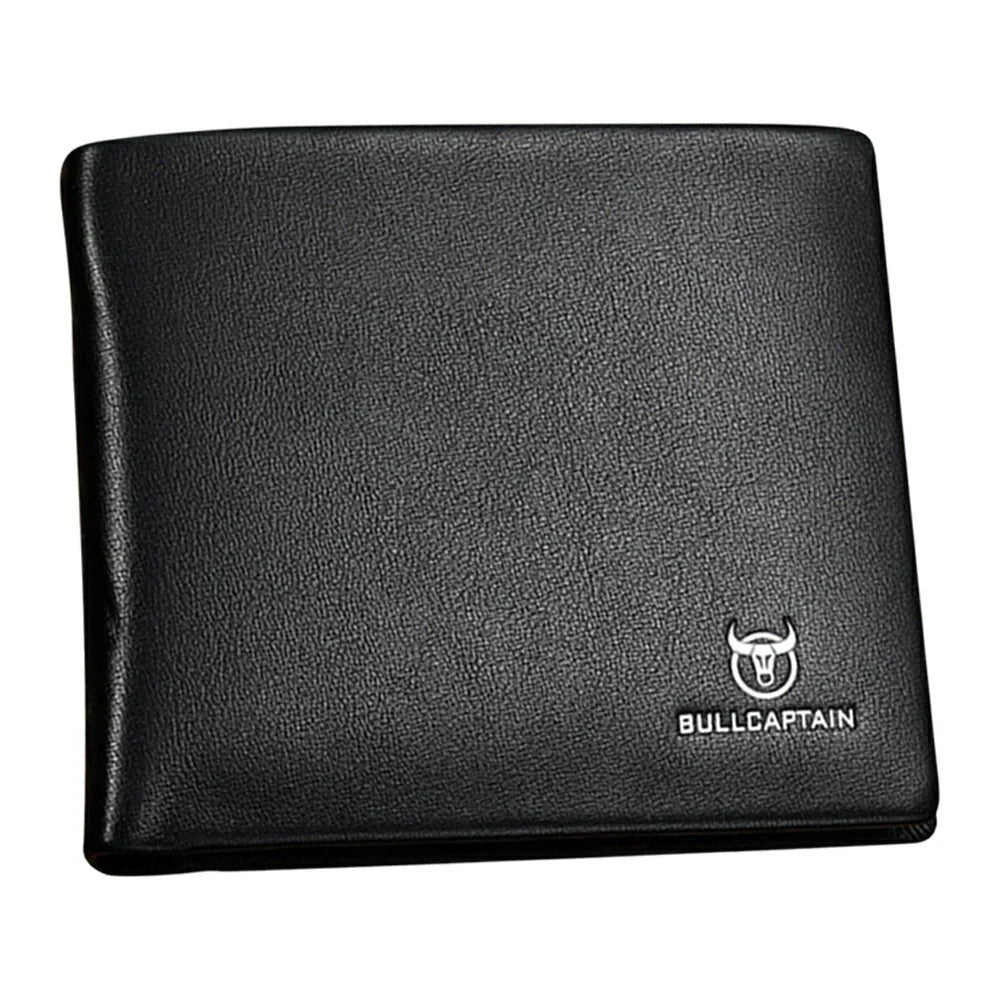 BULLCAPTAIN 0002 Multiple Card Slots Top Layer Cowhide Leather Slim Men Bifold Wallet with Keychain - 1