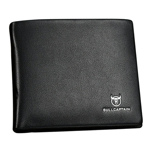 BULLCAPTAIN 0002 Multiple Card Slots Top Layer Cowhide Leather Slim Men Bifold Wallet with Keychain - 1