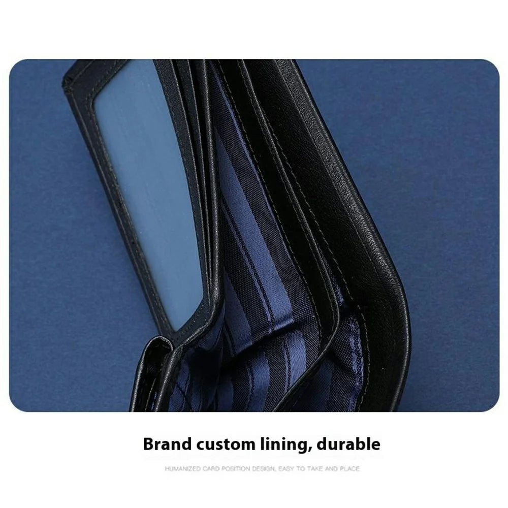 BULLCAPTAIN 0002 Multiple Card Slots Top Layer Cowhide Leather Slim Men Bifold Wallet with Keychain - 6
