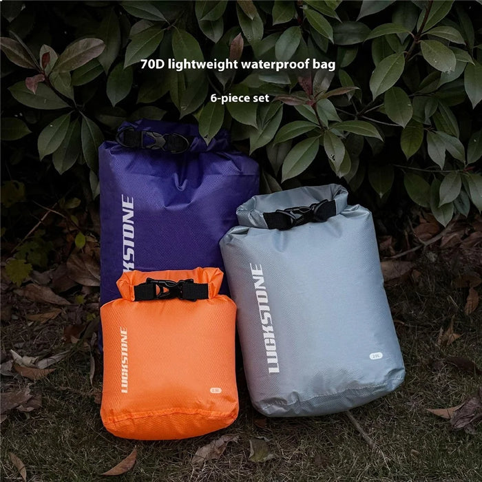 LUCKSTONE 6Pcs Dry Bag Set Lightweight Outdoor Waterproof Storage Bag 1.5L / 3L / 5L / 12L / 20L / 35L, with 2 Shoulder Straps - 2