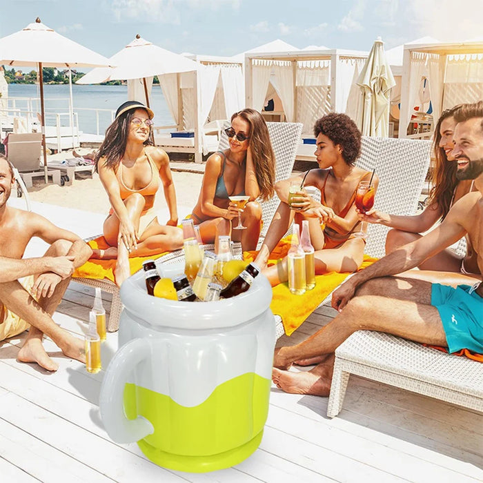 YX-PJBBT Pool Beach Outdoor Inflatable PVC Ice Bucket Beer Holder Cup Portable Drink Cooling Container - 6