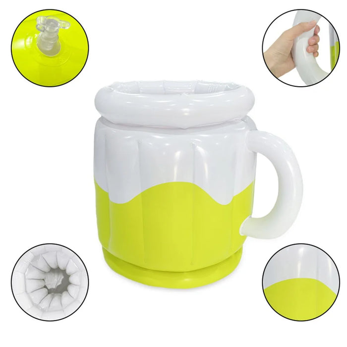 YX-PJBBT Pool Beach Outdoor Inflatable PVC Ice Bucket Beer Holder Cup Portable Drink Cooling Container - 7