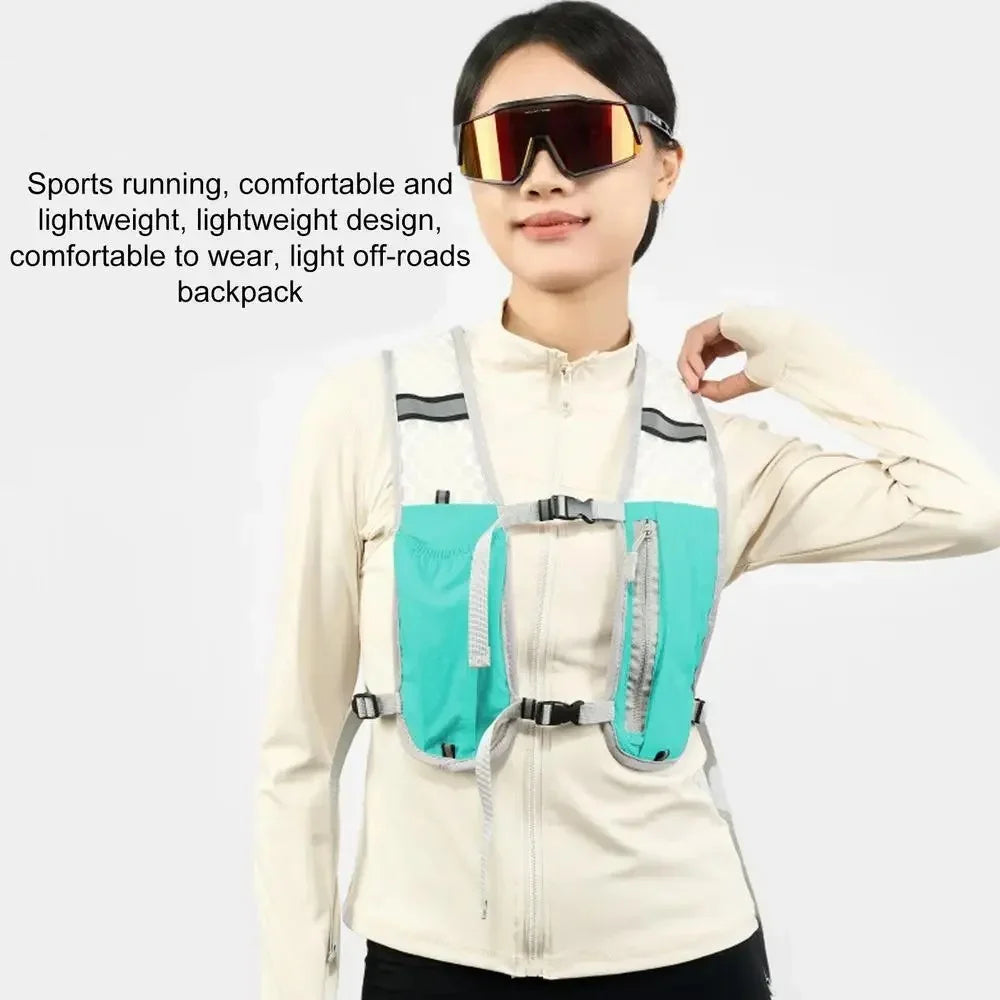 Outdoor Hydration Backpack Lightweight Vest Cycling Hiking Trail Running Unisex Water Bladder Daypack - Baby Blue - 3