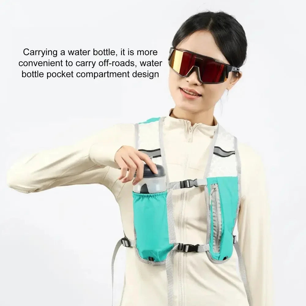 Outdoor Hydration Backpack Lightweight Vest Cycling Hiking Trail Running Unisex Water Bladder Daypack - Baby Blue - 4