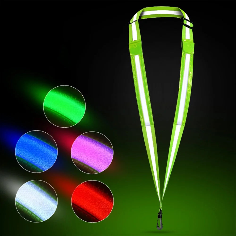 L9 5 Colors 3 Modes LED Light Up Reflective Shoulder Strap with Hook for Night Running Cycling - Green - 1