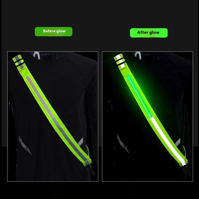 L9 5 Colors 3 Modes LED Light Up Reflective Shoulder Strap with Hook for Night Running Cycling - Green - 4
