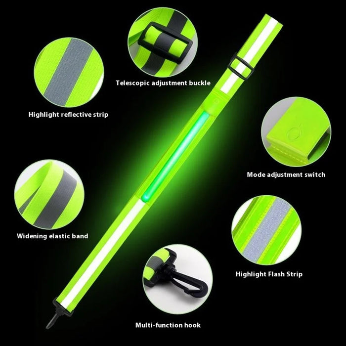 L9 5 Colors 3 Modes LED Light Up Reflective Shoulder Strap with Hook for Night Running Cycling - Green - 5