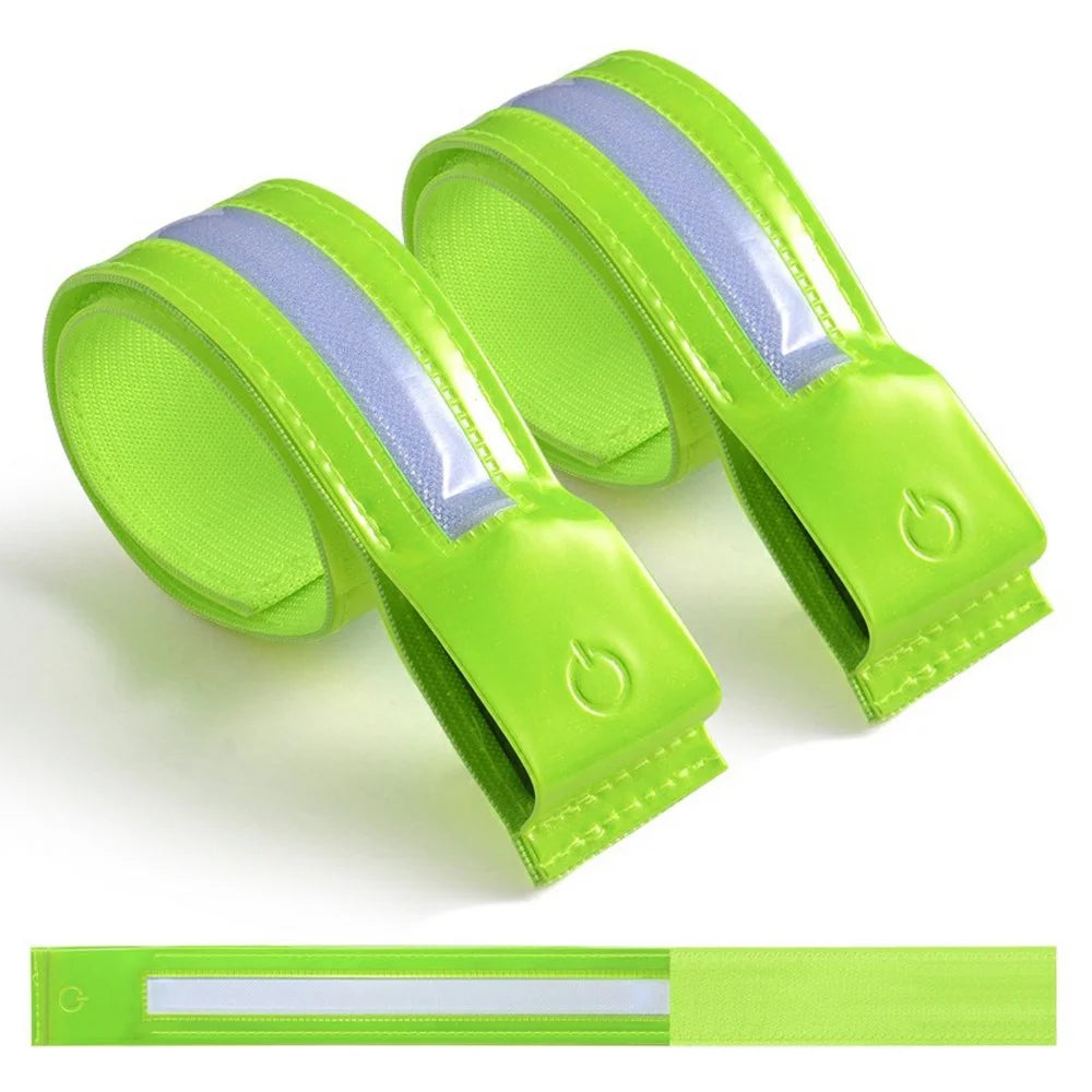 L8 2Pcs USB Rechargeable Reflective Armband Cycling Night Running Sports LED Light Arm Band - Green - 1
