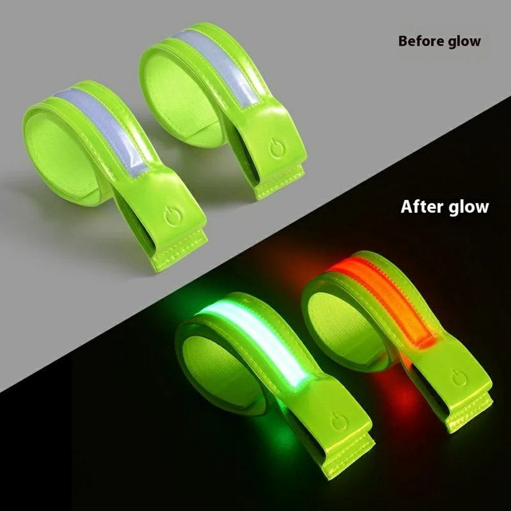 L8 2Pcs USB Rechargeable Reflective Armband Cycling Night Running Sports LED Light Arm Band - Green - 5
