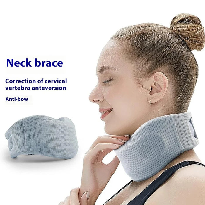 YF-JZ026 Neck Posture Corrector Breathable Ice Silk Collar Cervical Support Anti Forward Head Traction Device - Light Grey / M - 3