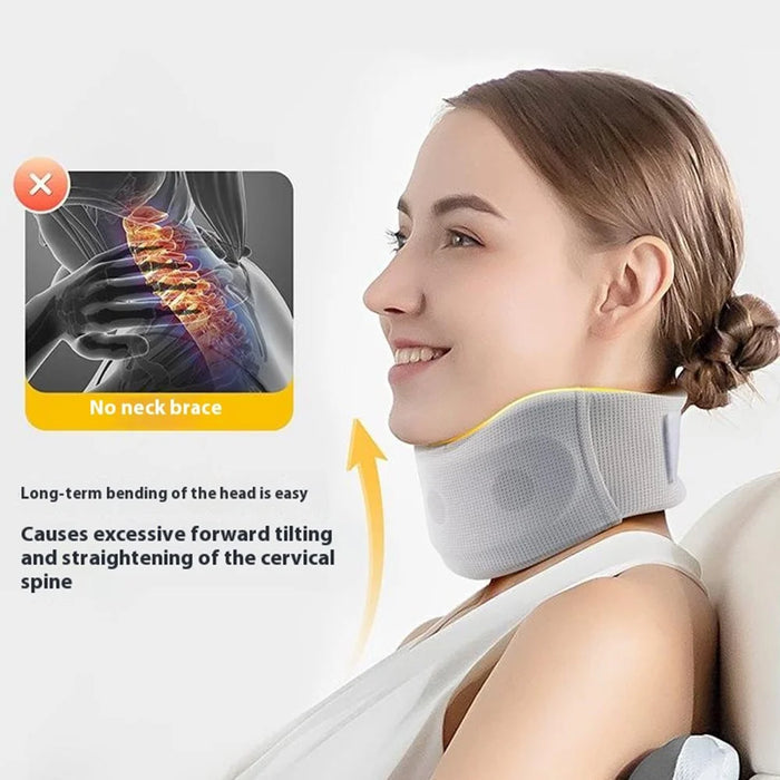 YF-JZ026 Neck Posture Corrector Breathable Ice Silk Collar Cervical Support Anti Forward Head Traction Device - Light Grey / M - 5