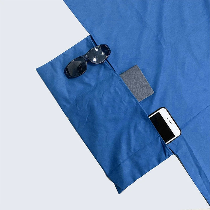 Beach Chair Cover Pool Patio Quick Dry Absorbent Microfiber Lounger Protector with Side Pocket, 75x215cm - Sky Blue - 6