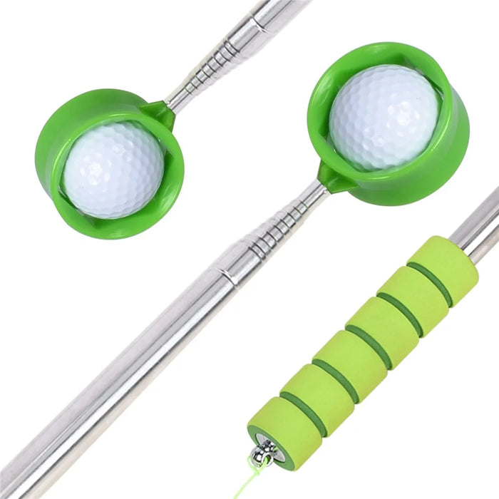 D541 Stainless Steel Golf Ball Retriever 2.7m Telescopic Picker Grabber with Comfortable EVA Grip - Green - 7