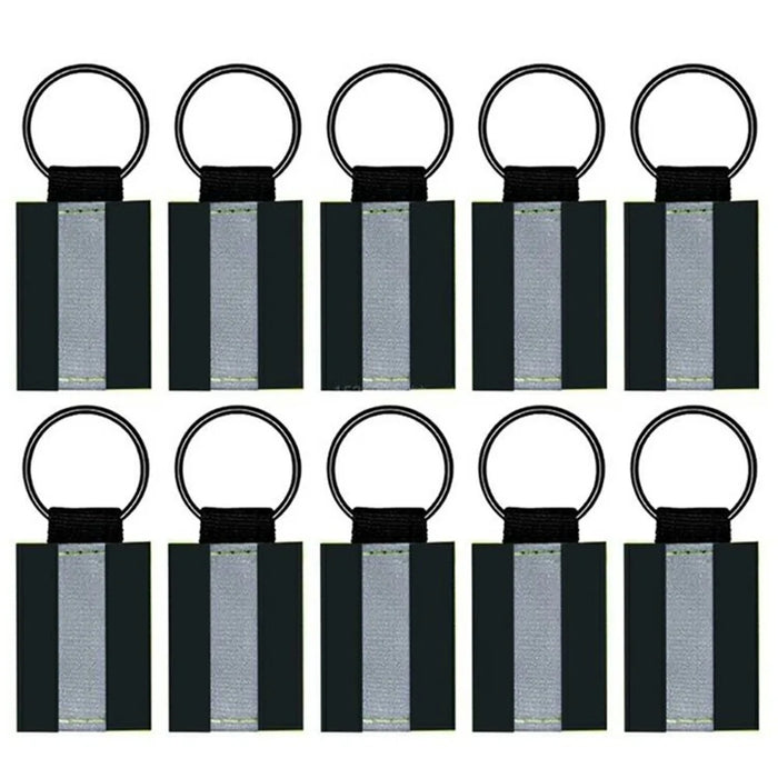 10Pcs Reflective Safety Key Ring Night Outdoor Activities Visibility Enhancing Pendants - Black - 1