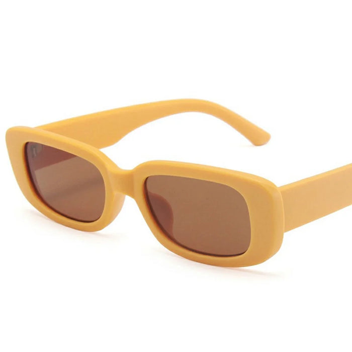 Square Frame Sunglasses Retro Lightweight Sun UV Protection Glasses for Small Faces - Orange Frame / Tan Lens - 1