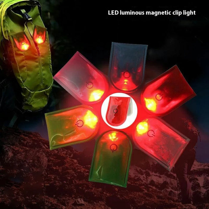 10Pcs / Set Flashing Magnetic LED Clip Lights for Night Running Safety Warning Lamp - Pink - 3
