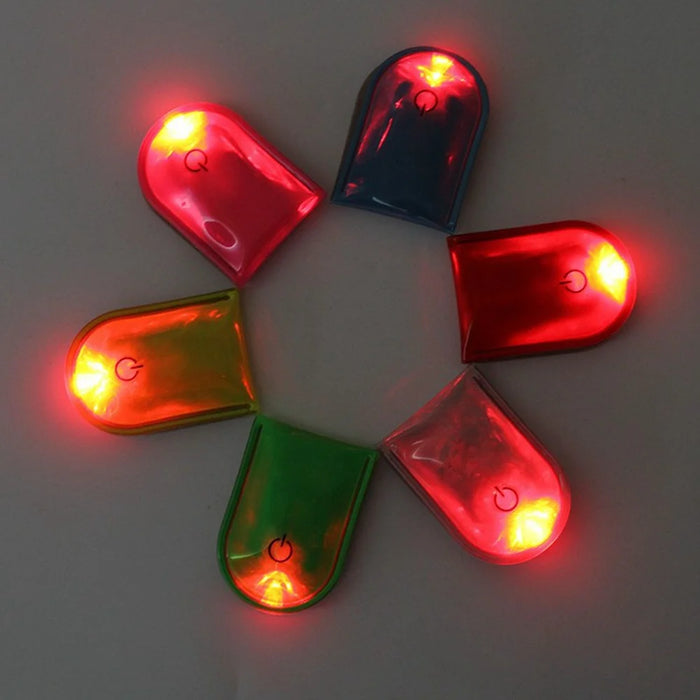 10Pcs / Set Flashing Magnetic LED Clip Lights for Night Running Safety Warning Lamp - Pink - 4