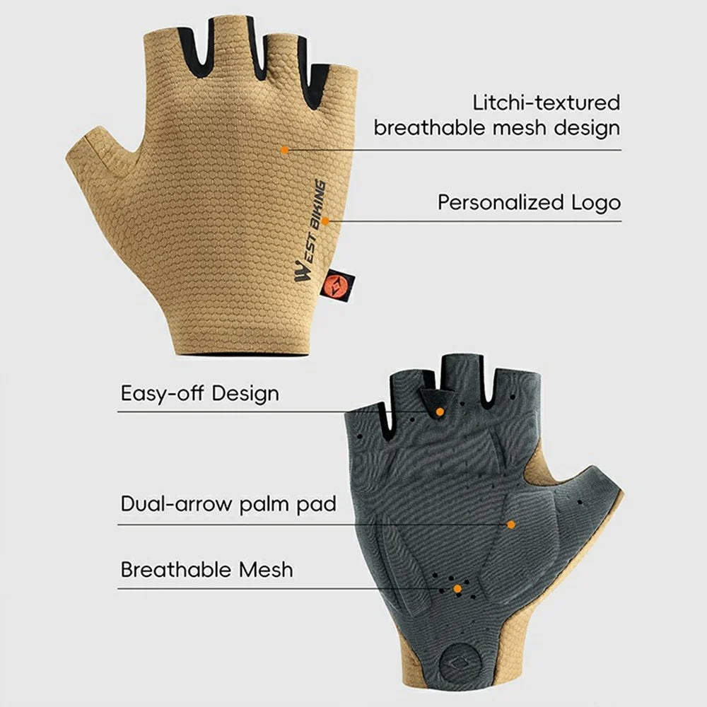 WEST BIKING YP0211268 Professional Cycling Gloves Shock Absorbing Breathable Half Finger Mittens - Army Green / M - 3