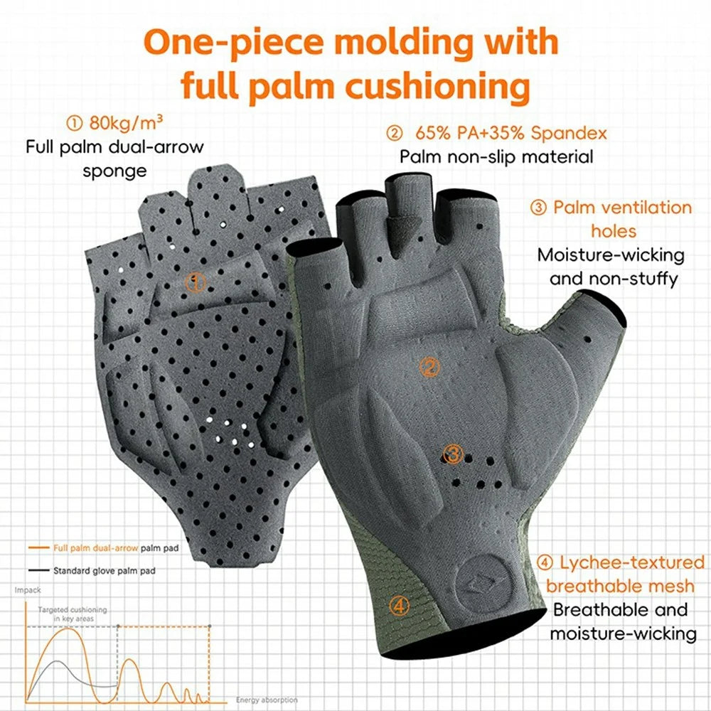 WEST BIKING YP0211268 Professional Cycling Gloves Shock Absorbing Breathable Half Finger Mittens - Army Green / M - 4