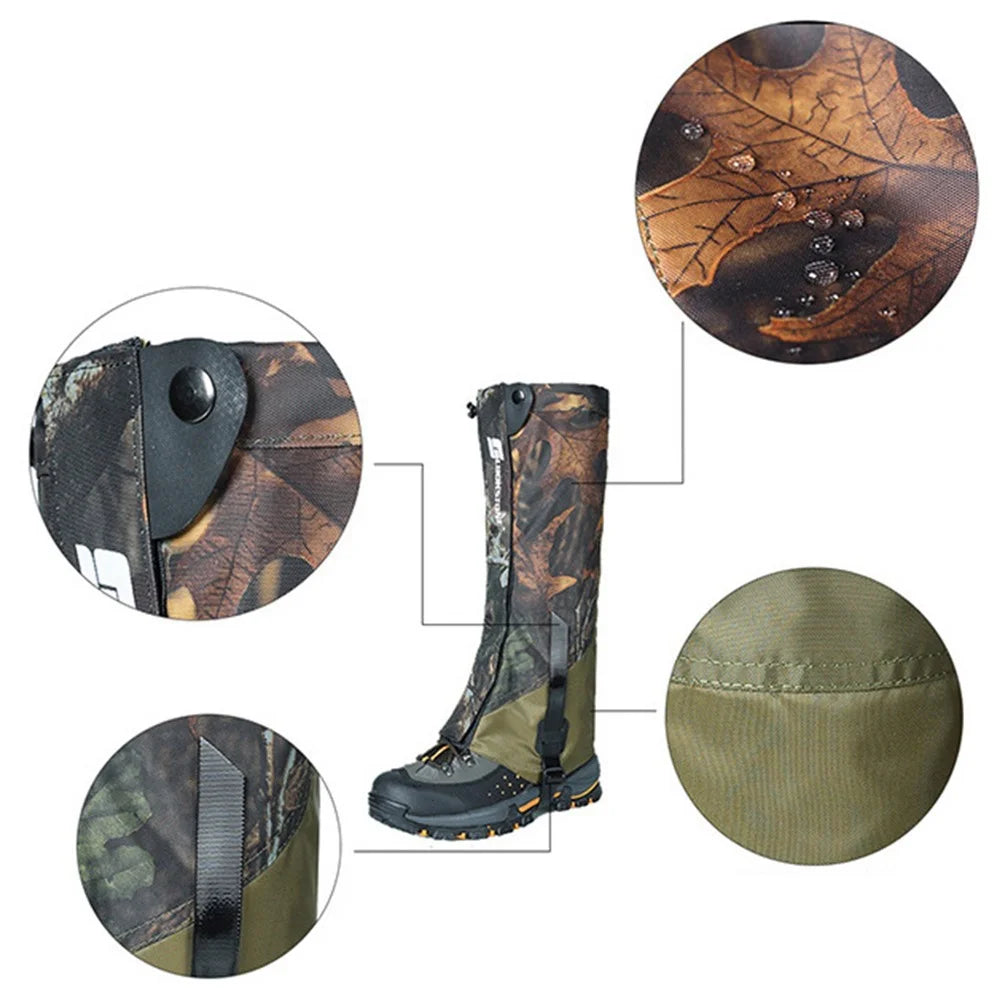 LUCKSTONE 1 Pair Outdoor Oxford Cloth Waterproof Gaiters Leg Cover Boots Shoe Covers for Hiking Camping Climbing Skiing - 3