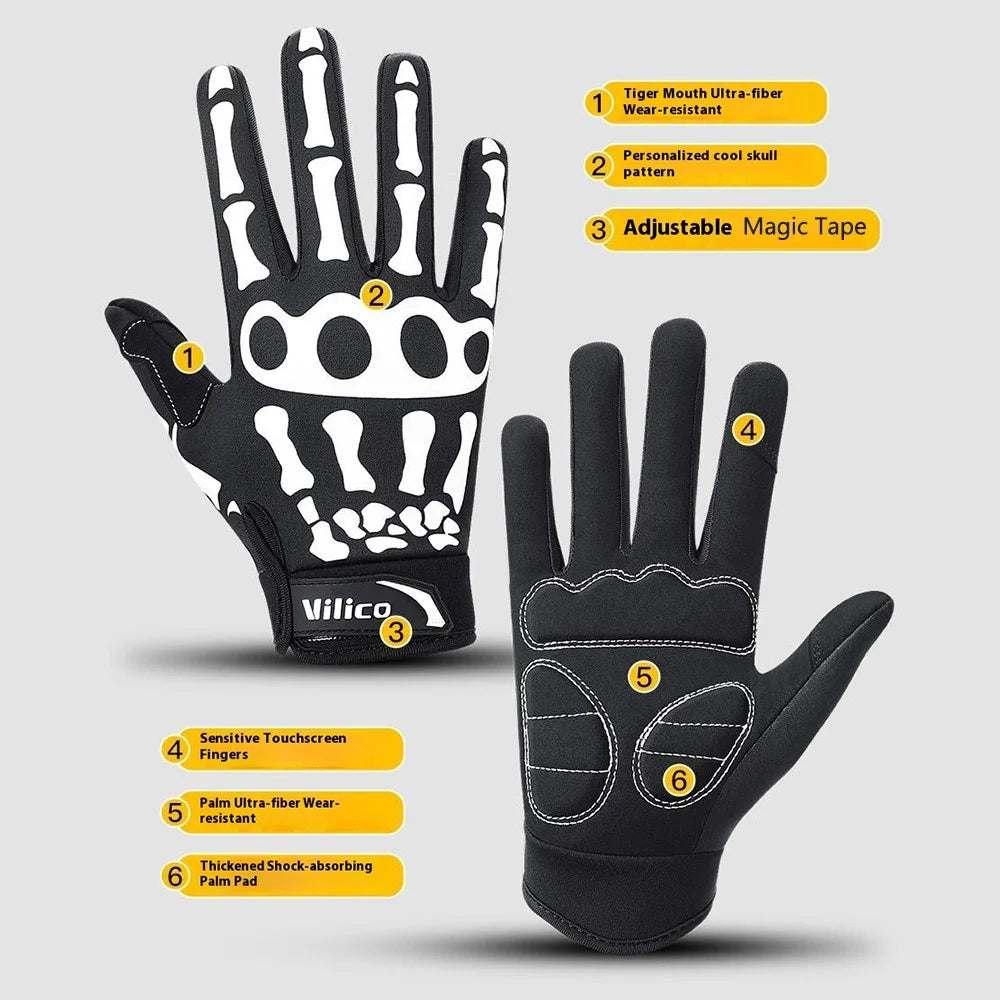 VILICO A0143 1 Pair Full Finger Cycling Gloves Road Bike MTB Bike Shock Absorbing Anti Slip Touchscreen Gloves - M - 4