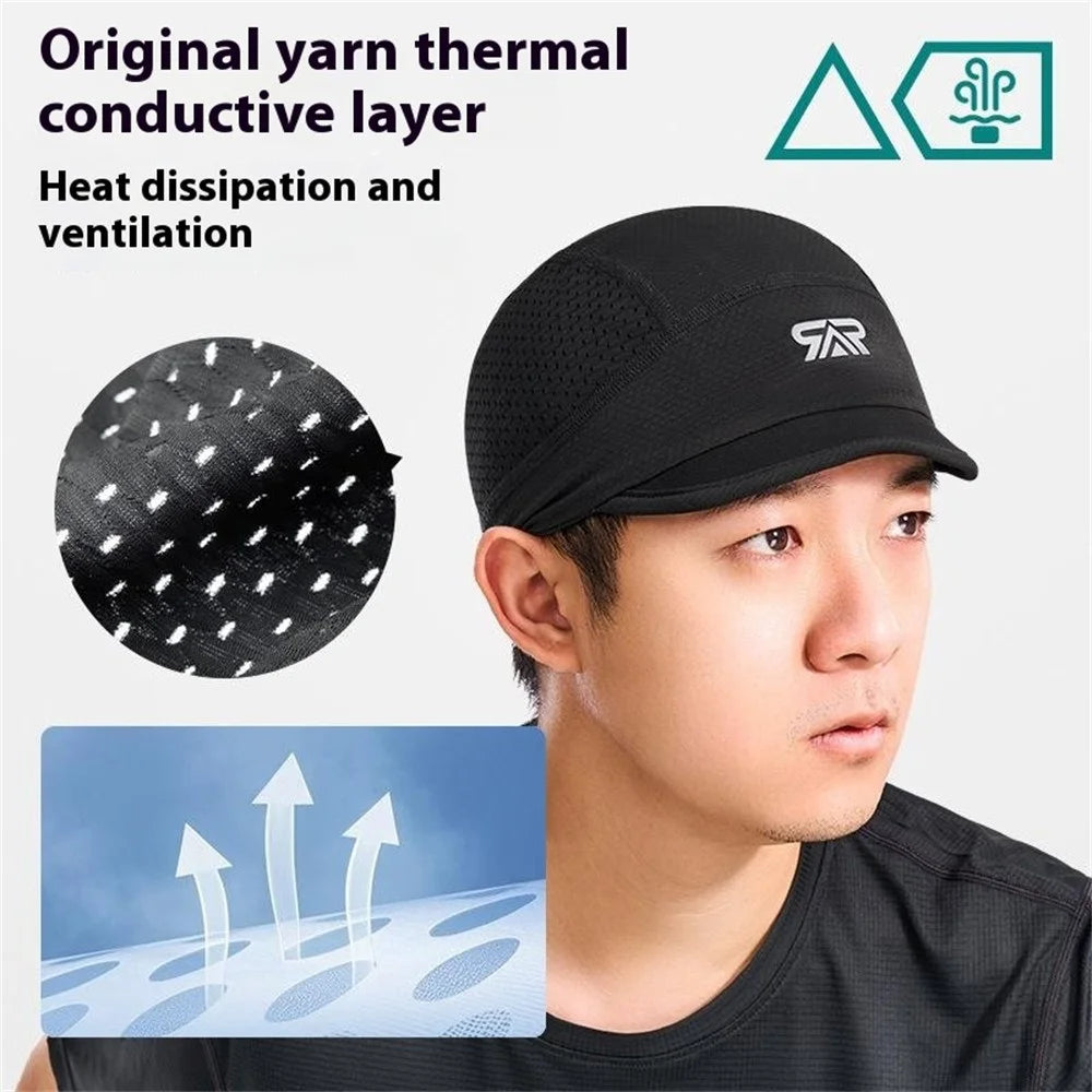 SHINEMEOTH Cycling Cap Short Brim Breathable Quick Dry Sun Protection Small Hat for Head Circumference 54-60cm - Black - 2
