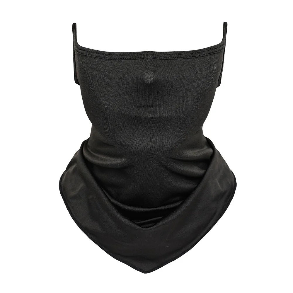 SHINEMEOTH Summer Milk Silk Sun Protection Face Mask with Ear Loop Moisture Wicking Neck Gaiter - Black - 1
