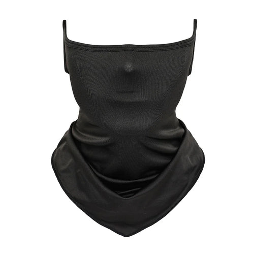 SHINEMEOTH Summer Milk Silk Sun Protection Face Mask with Ear Loop Moisture Wicking Neck Gaiter - Black - 1