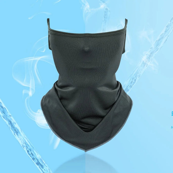 SHINEMEOTH Summer Milk Silk Sun Protection Face Mask with Ear Loop Moisture Wicking Neck Gaiter - Black - 2